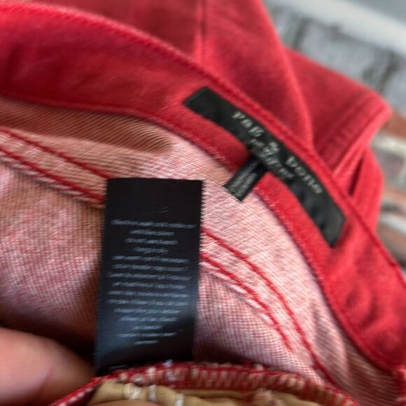 RAG & BONE NWT ASH JEAN BULL RED HIGH RISE TAPERED BARREL LEG JEANS Size: 28 - Picture 10 of 10